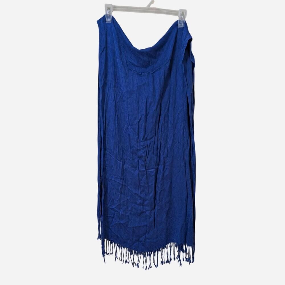 Blue Fringe Wrap Scarf Shawl Pashmina Y2K Boho